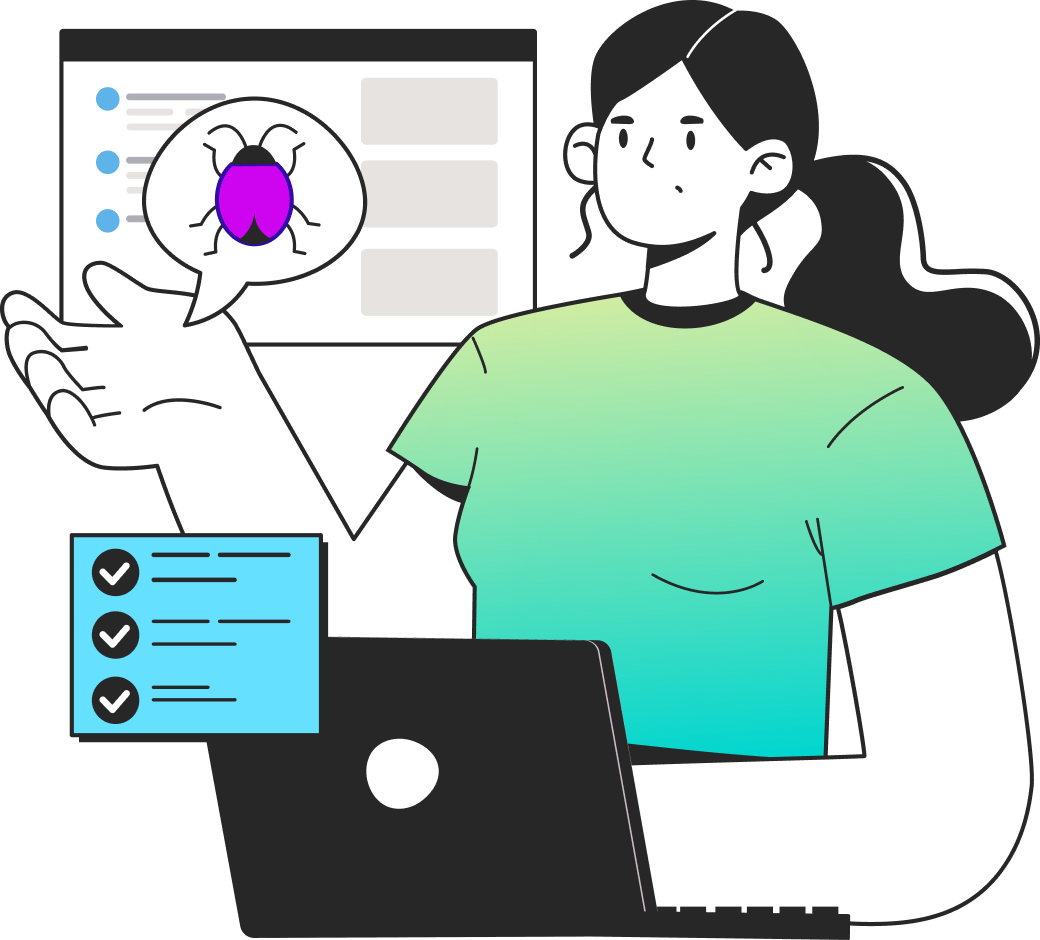 Female developer working on code